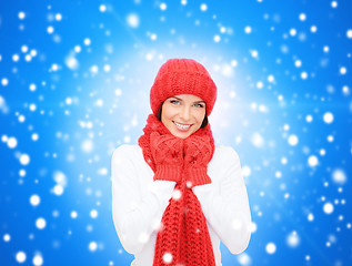 Image showing smiling young woman in winter clothes