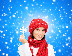 Image showing smiling young woman in winter clothes