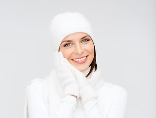Image showing woman in hat, muffler and gloves