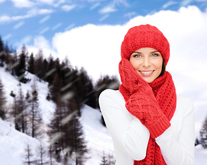 Image showing smiling young woman in winter clothes