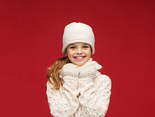Image showing girl in hat, muffler and gloves