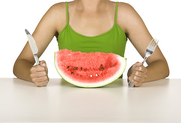 Image showing Watermelon hungry