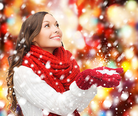 Image showing woman with big snowflake