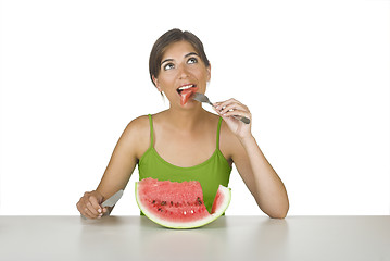 Image showing Watermelon hungry