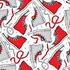 Image showing Sneakers. Seamless background.