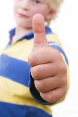 Image showing little boy, thumbs upp