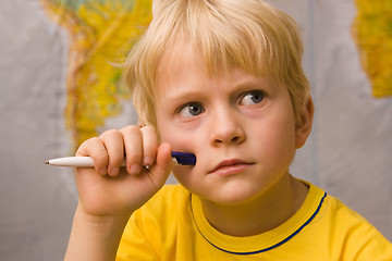 Image showing little boy thinking