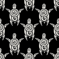 Image showing Sea Turtles.  Seamless Vector pattern.