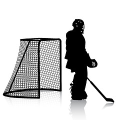 Image showing Silhouettes of hockey player. Isolated on white. illustrations.