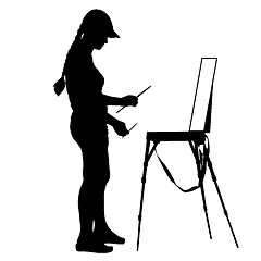 Image showing Silhouette, artist at work on a white background, vector illustr