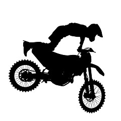 Image showing Black silhouettes Motocross rider on a motorcycle. Vector illust