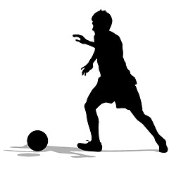 Image showing  silhouettes of soccer players with the ball. Vector illustratio