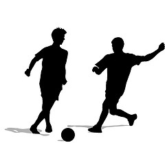 Image showing  silhouettes of soccer players with the ball. Vector illustratio