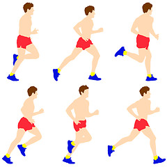 Image showing Set of silhouettes. Runners on sprint, men. vector illustration.