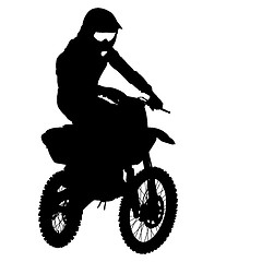 Image showing Black silhouettes Motocross rider on a motorcycle. Vector illust