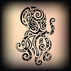 Image showing Ocean octopus. Ethnic pattern.
