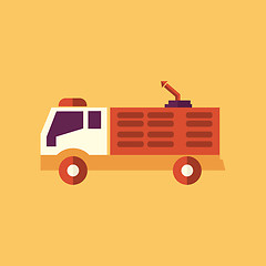 Image showing Fire Truck. Transportation Flat Icon