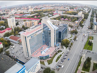 Image showing Gazprom building and Respubliki street. Tyumen