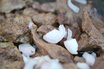 Image showing fried liver and fresh onions