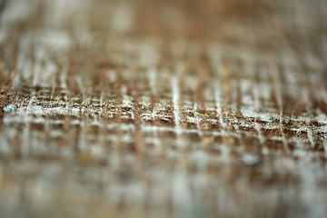 Image showing Brown striped wood grain, selective focus