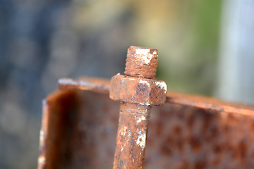 Image showing Industrial abstract background texture with black steel structure with bolts and rivets