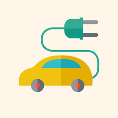 Image showing Electric Car Flat Icon