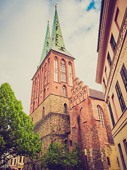 Image showing Retro look Nikolaikirche Church Berlin