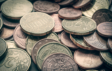 Image showing Retro look Euro coins background