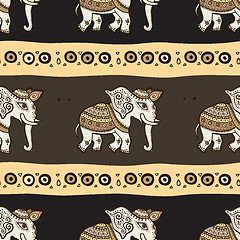 Image showing Elephants. Ethnic seamless background.