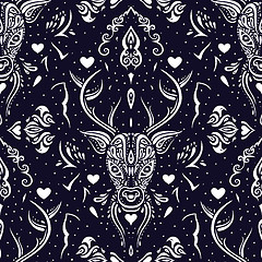 Image showing Deer head. Seamless pattern.