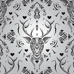 Image showing Deer head. Seamless pattern.