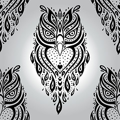 Image showing Decorative Owl. Seamless pattern.