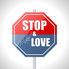 Image showing Stop and make love traffic sign