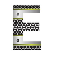 Image showing perforated metal letter E