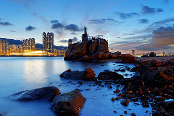 Image showing Hong Kong Lei Yue Mun sunset