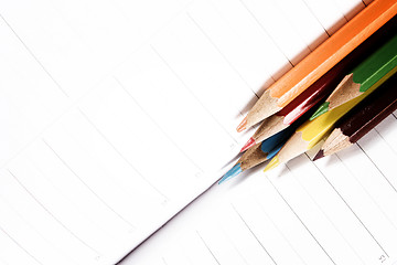 Image showing Color pencil and agenda