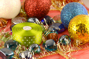 Image showing Christmas ball, new year invitation card