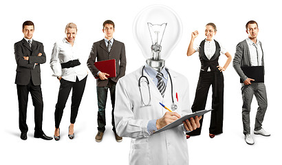 Image showing Business Team With Lamp Head Doctor