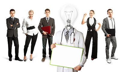 Image showing Business Team With Lamp Head Doctor