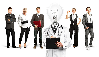 Image showing Business Team With Lamp Head Doctor