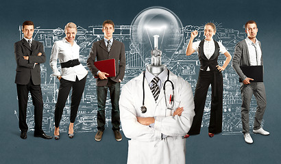 Image showing Business Team With Lamp Head Doctor