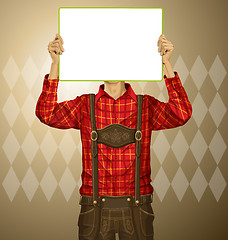 Image showing Man With Write Board On Oktoberfest