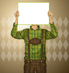 Image showing Man With Write Board On Oktoberfest