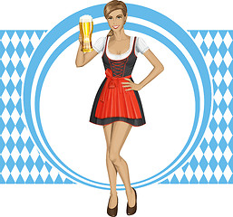 Image showing Vector Cute Woman In Drindl On Oktoberfest