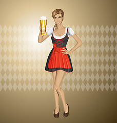 Image showing Vector Cute Woman In Drindl On Oktoberfest