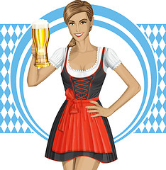 Image showing Vector Cute Woman In Drindl On Oktoberfest