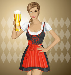 Image showing Vector Cute Woman In Drindl On Oktoberfest