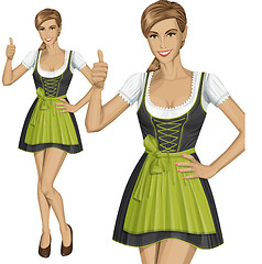 Image showing Vector Cute Woman In Drindl On Oktoberfest