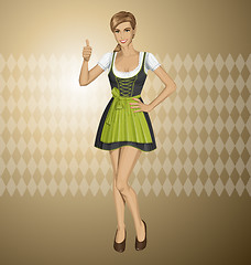 Image showing Vector Cute Woman In Drindl On Oktoberfest