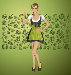 Image showing Vector Cute Woman In Drindl On Oktoberfest